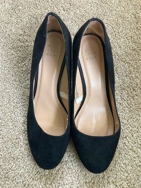 A New Day Black Suede Round-Toe Dress Wedge Pumps
